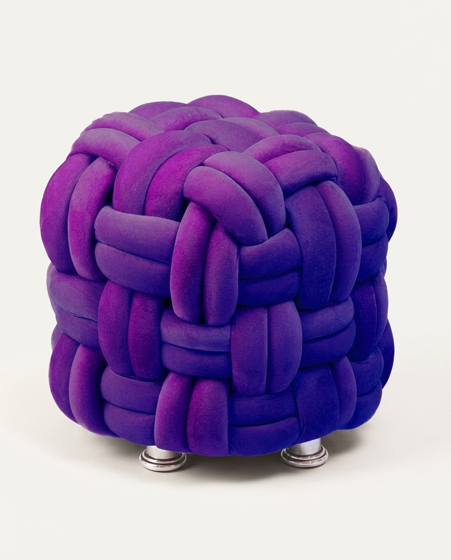Puff M&aacute;xi Tricot em Veludo Roxo image number 4