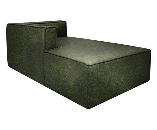 Sof&aacute; M&oacute;dulo Chaise Esquerdo Mensa em Couro Verde image number 3