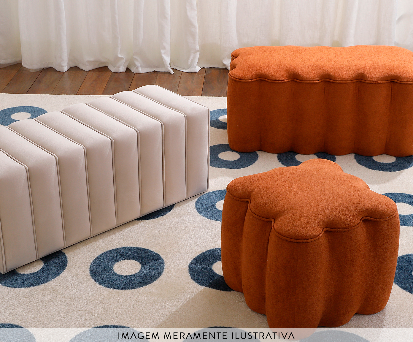 Puff Quadrado Boucle Pitanga Canela - image 1