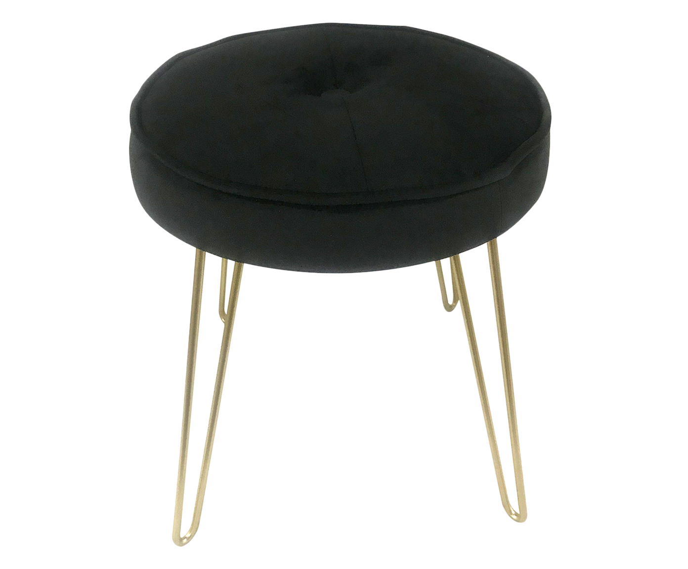 Pufe em Veludo Adam Preto e Dourado - image 0