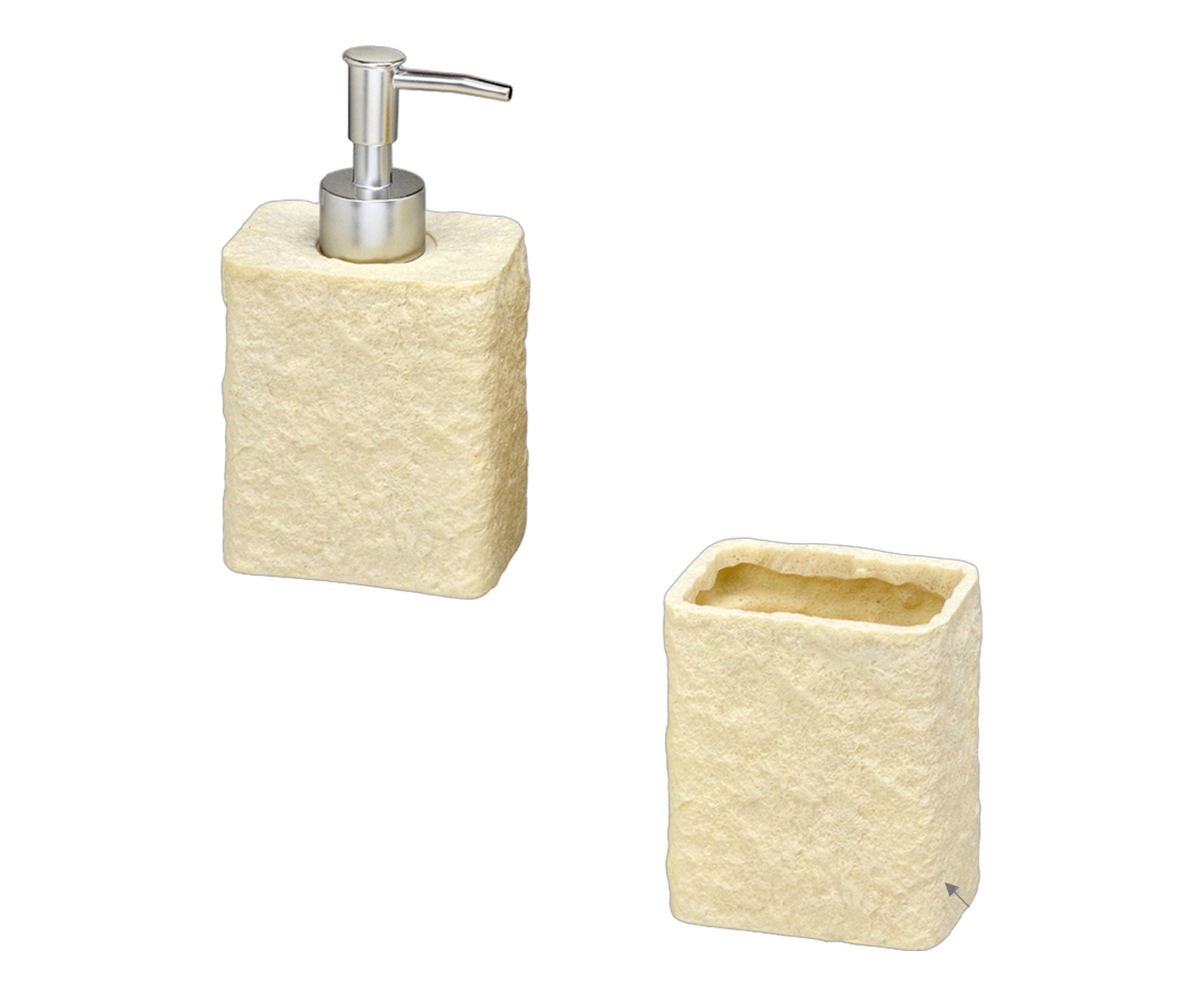 Jogo Porta-sabonete e Porta-escova para Banheiro Banoria Creme e Prata - image 1