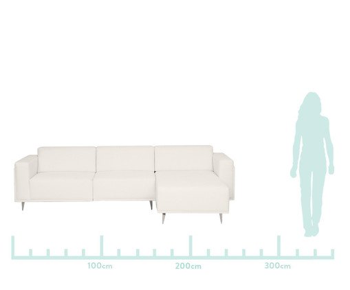 Sof&aacute; Modular com Chaise Esquerda em Linh&atilde;o Antonio Ch&aacute; Branco - image 1