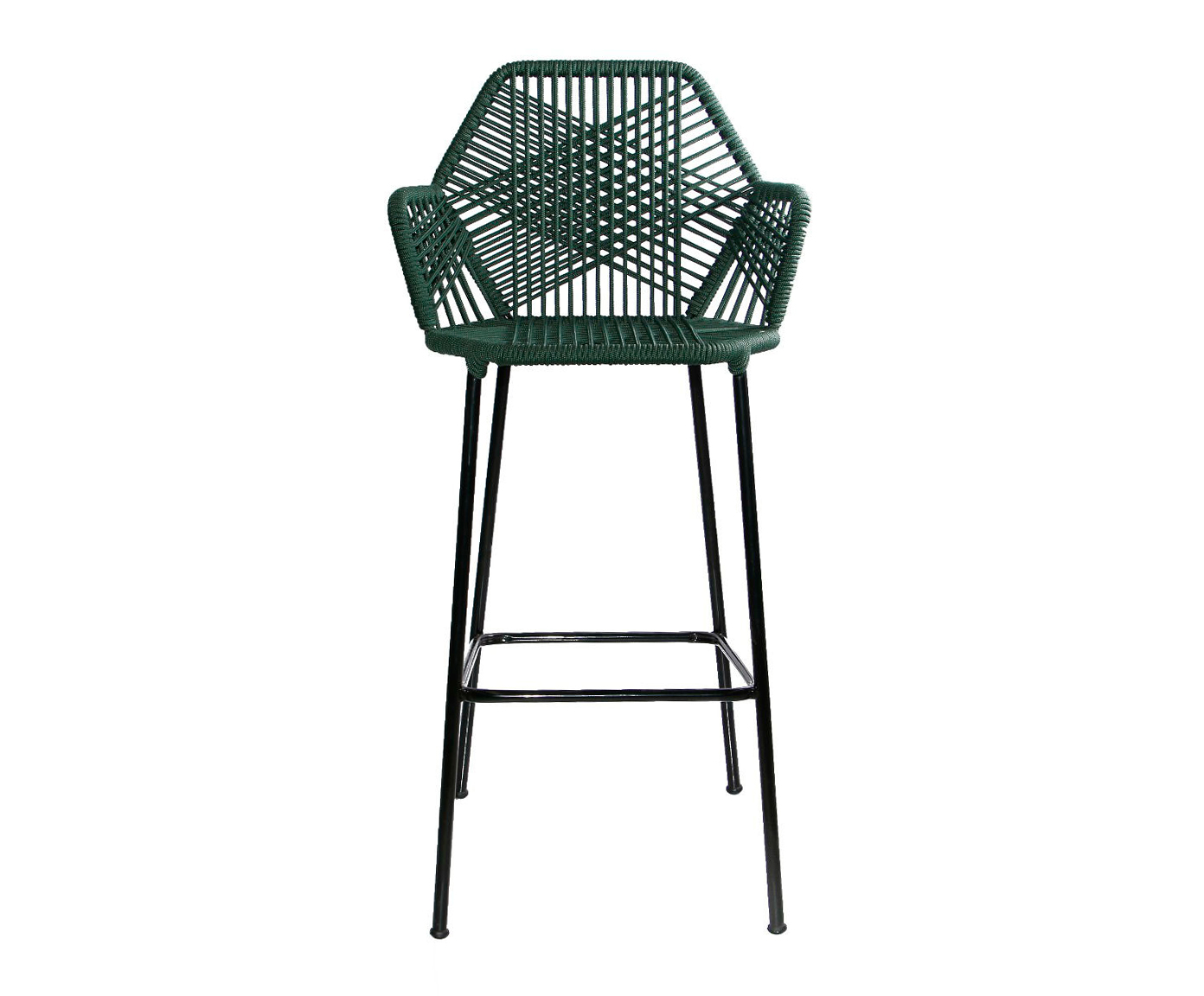 Banqueta Tropic&aacute;lia em Corda N&aacute;utica - Verde Musgo e Preto - image 1