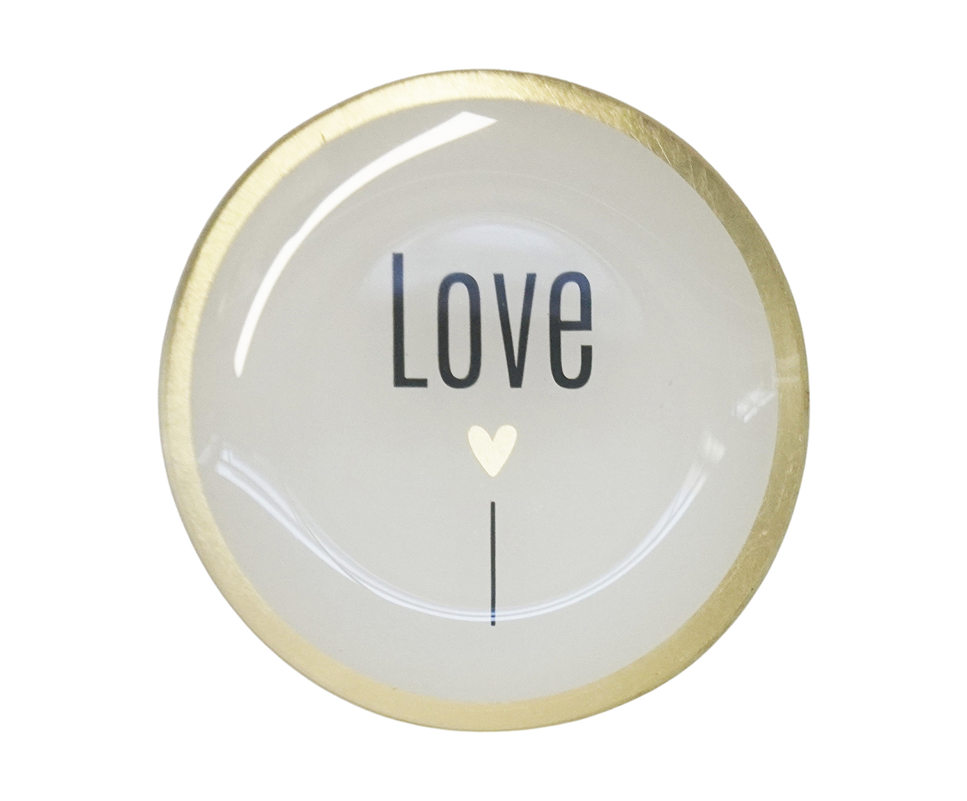 Prato Porta-Objeto Love Branco e Dourado - 13 cm - image 0