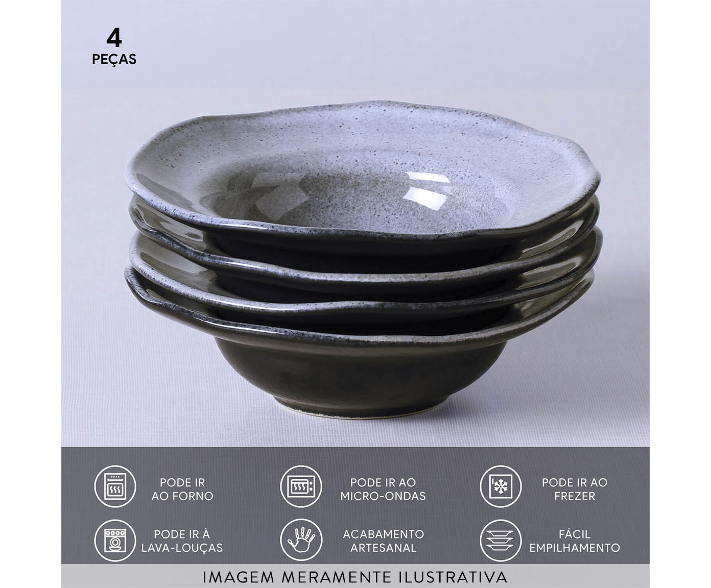 Jogo de Pratos para Sobremesa Org&acirc;nico Dust Cinza lV image number 2