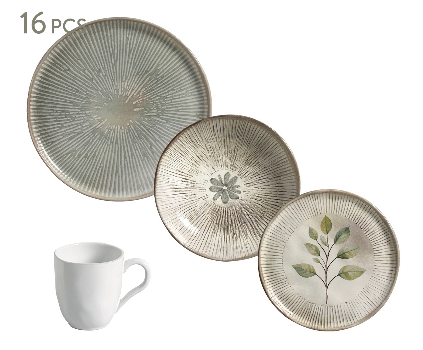 Aparelho de Jantar Bio Evergreen Floral - 16P&ccedil;s - image 0