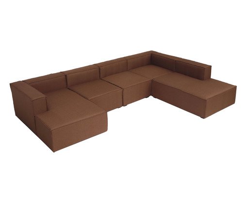 Sof&aacute; 5 M&oacute;dulos Chaise e Encosto Parcial Esquerdo Mensa Terracota image number 3