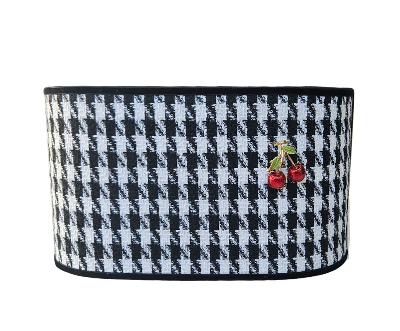C&uacute;pula Pantalha Oval Pied de Poule Cereja Preta e Branca - image 0