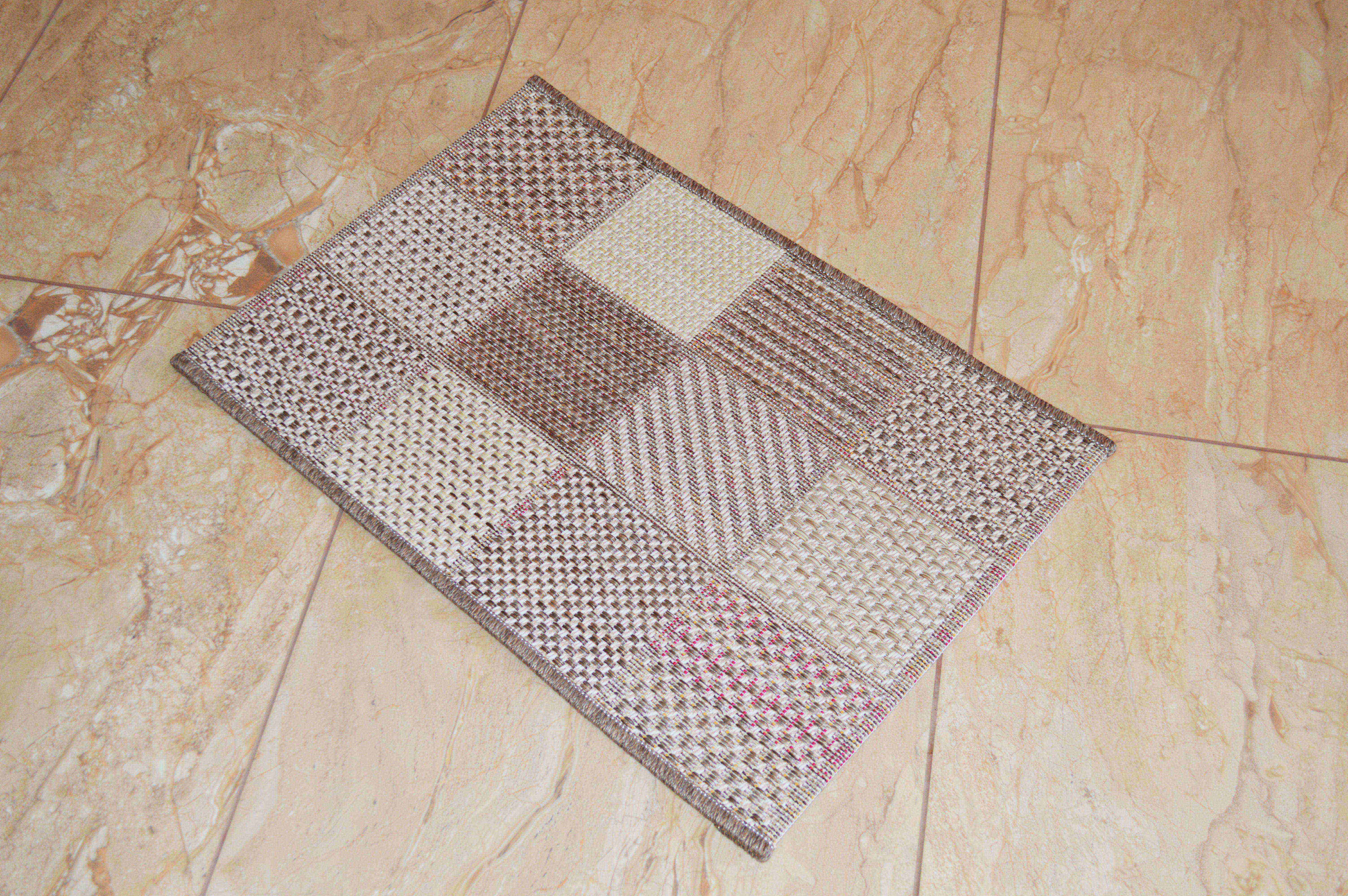 Capacho Look Jacquard Mosaico - Marrom e Bege image number 2