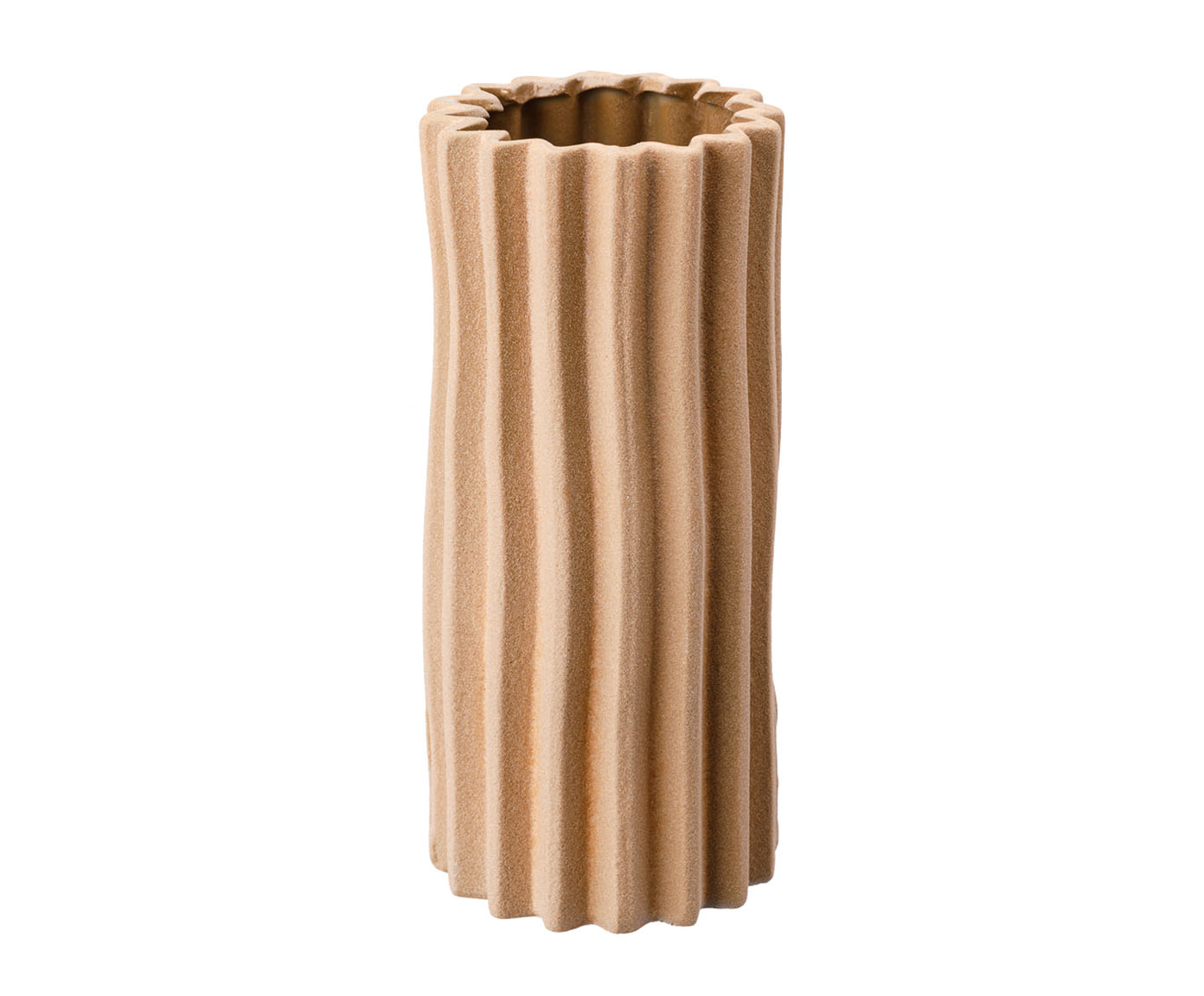 Vaso Cer&ecirc;mico Redondo Listras Bege - image 0