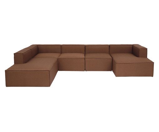 Sof&aacute; 5 M&oacute;dulos Chaise e Encosto Parcial Direito Mensa Terracota - image 0