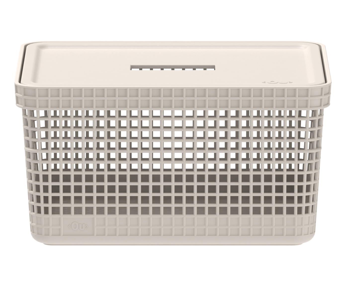Cesto com Tampa Grid II Creme - image 0