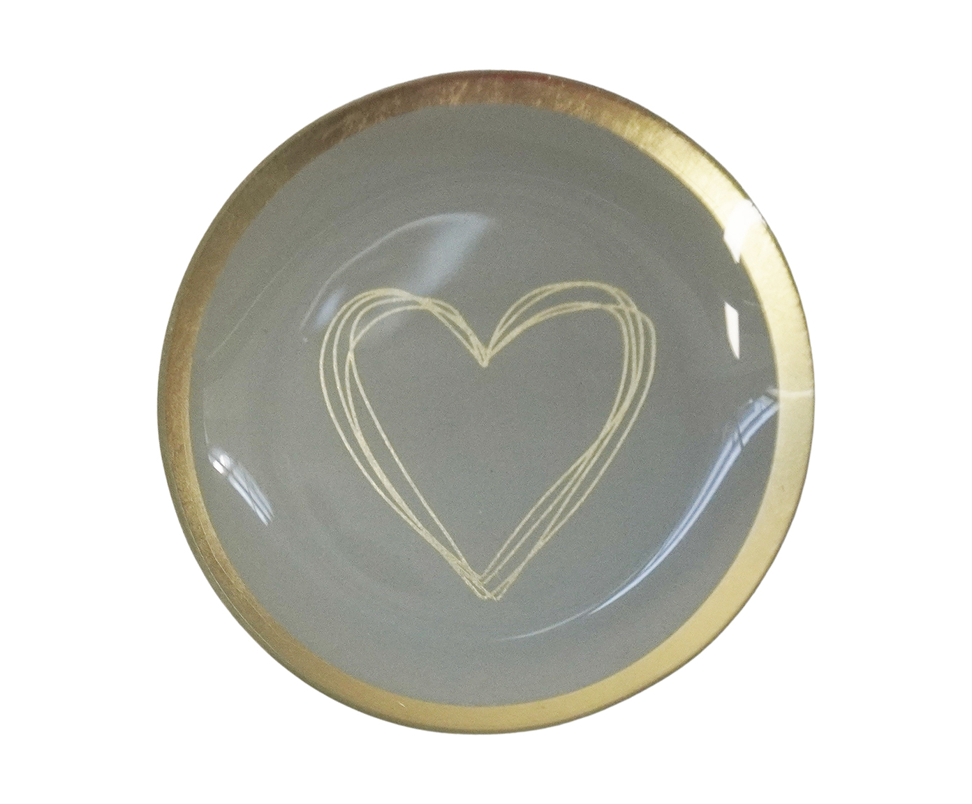 Prato Porta-Objeto Heart Branco e Dourado - 13 cm - image 0