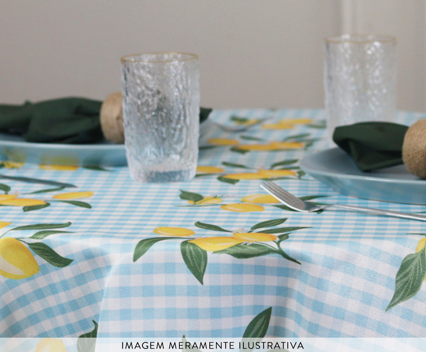 Toalha de Mesa Redonda Lim&atilde;o Siciliano Azul Claro image number 3