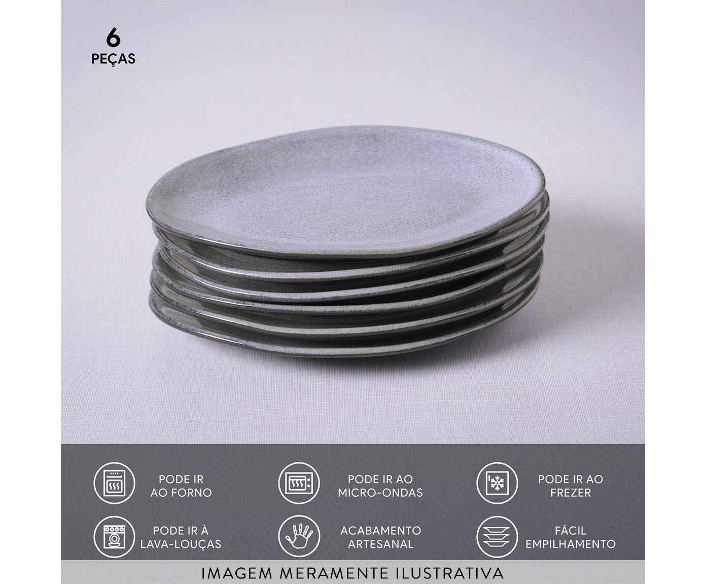 Jogo de Pratos para Sobremesa Org&acirc;nico Dust Cinza Vl - image 1