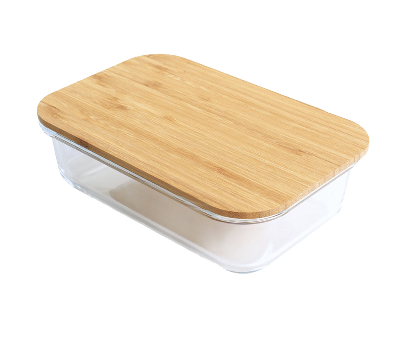 Pote Retangular Tampa Flat Bambu - 1500ml - image 0