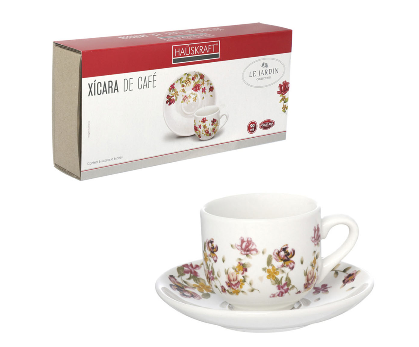 Jogo de X&iacute;cara para Caf&eacute; Le Jardi em Porcelana Branca - image 1