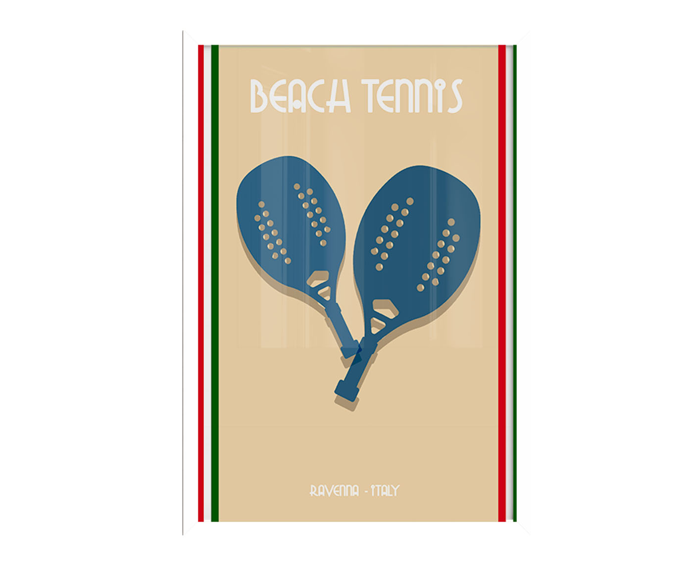 Quadro Beach Tennis Ravenna com Moldura Branca - image 1