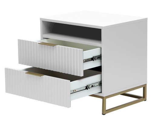 Mesa de Cabeceira Ondulada Branco image number 3