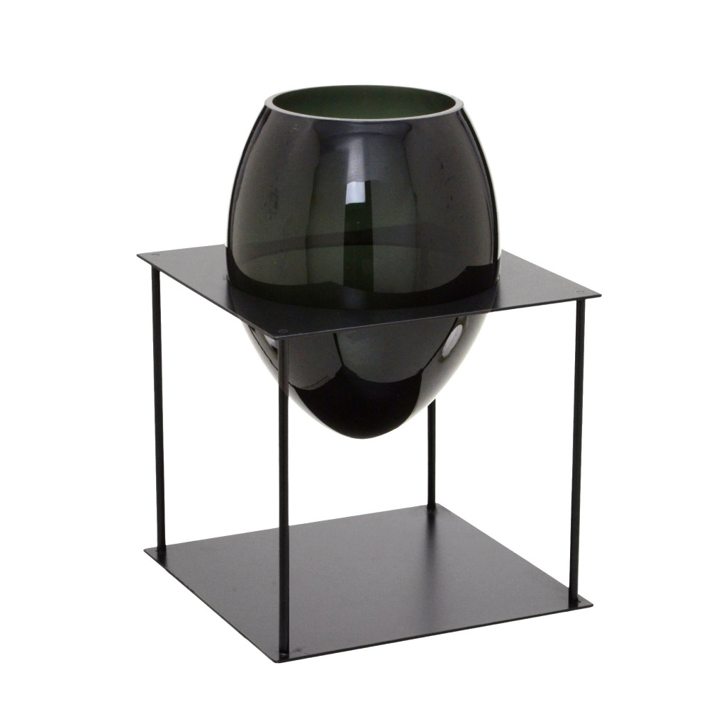 Vaso com Suporte Decorativo Fume e Preto - image 0