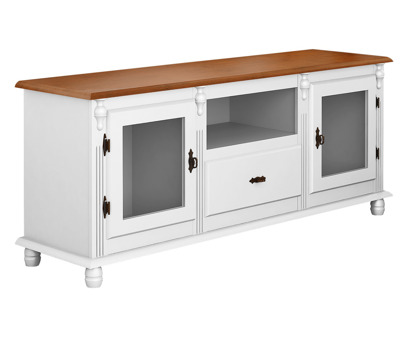 Rack Brielle - Branco e Castanho Envelhecido - image 0