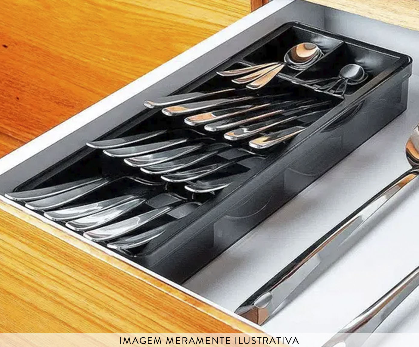 Organizador de Talheres Clear - Preto Fechado - image 1