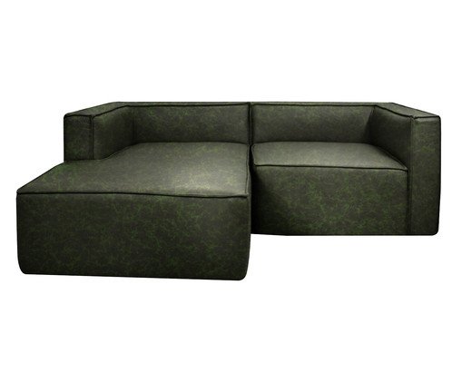 Sof&aacute; 2 M&oacute;dulos Chaise Esquerdo Mensa em Couro Verde - image 0