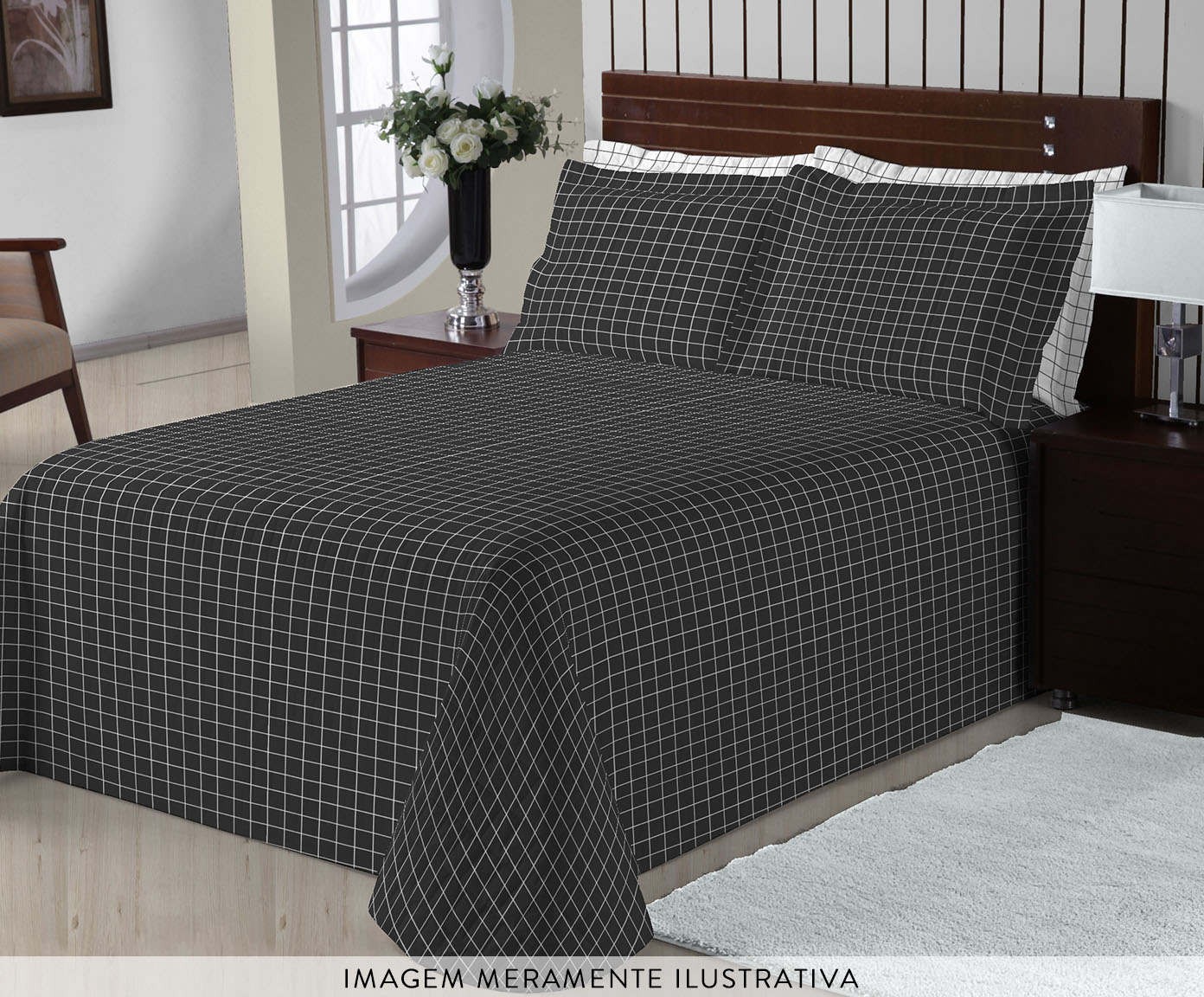 Jogo de Cobre-Leito Prime Grid Cinza 200 Fios image number 2