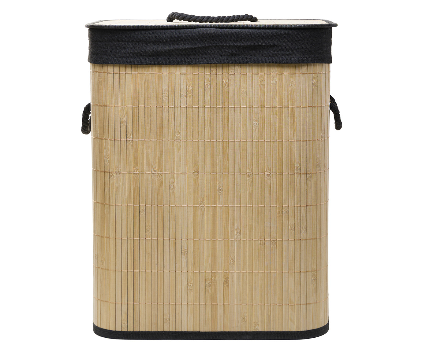 Cesto Para Lavanderia com Forro em Tecido Preto em Bambu - image 1