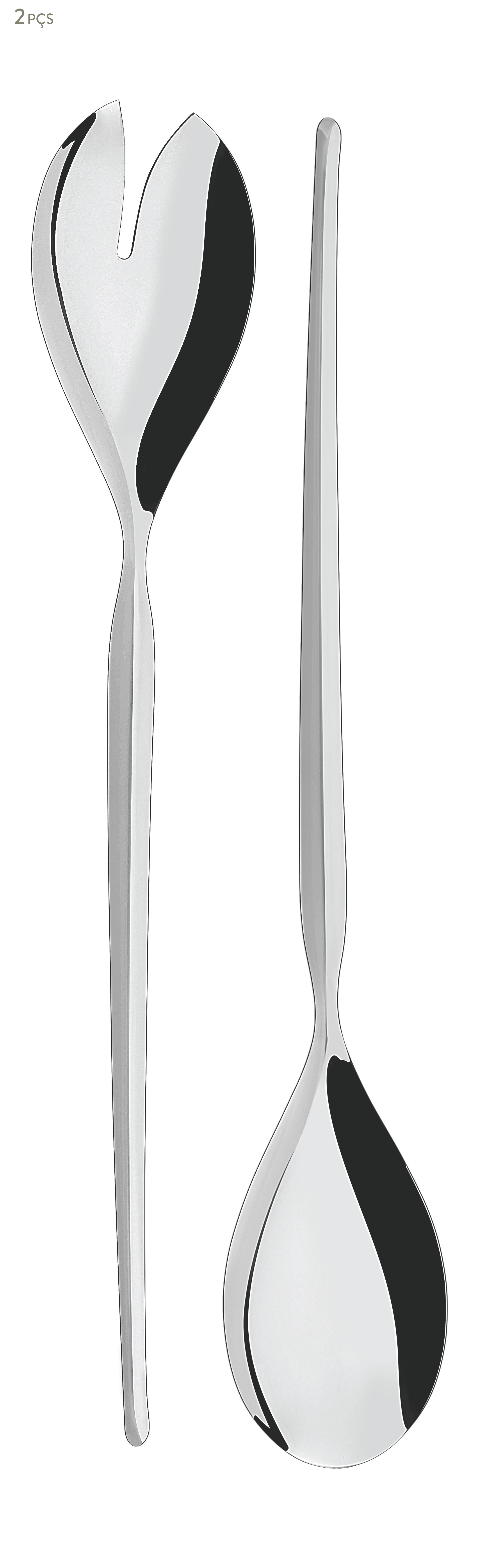 Jogo de Talheres para Salada em Inox Leffe - Prata - image 0