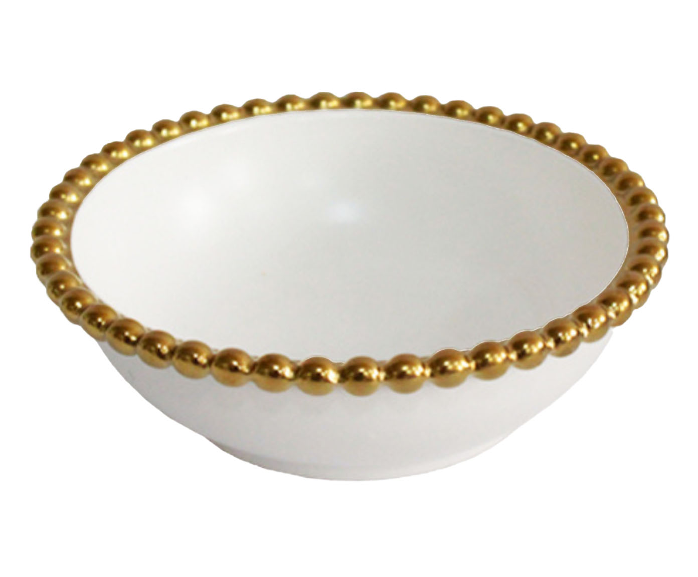 Bowl em Porcelana Borda Bolinha Belini Dourada - image 0
