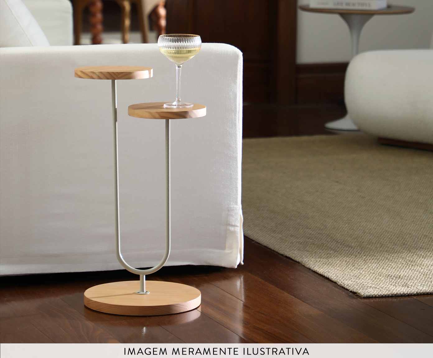 Mesa Lateral Bliss Fendi com Tampo Claro - image 1
