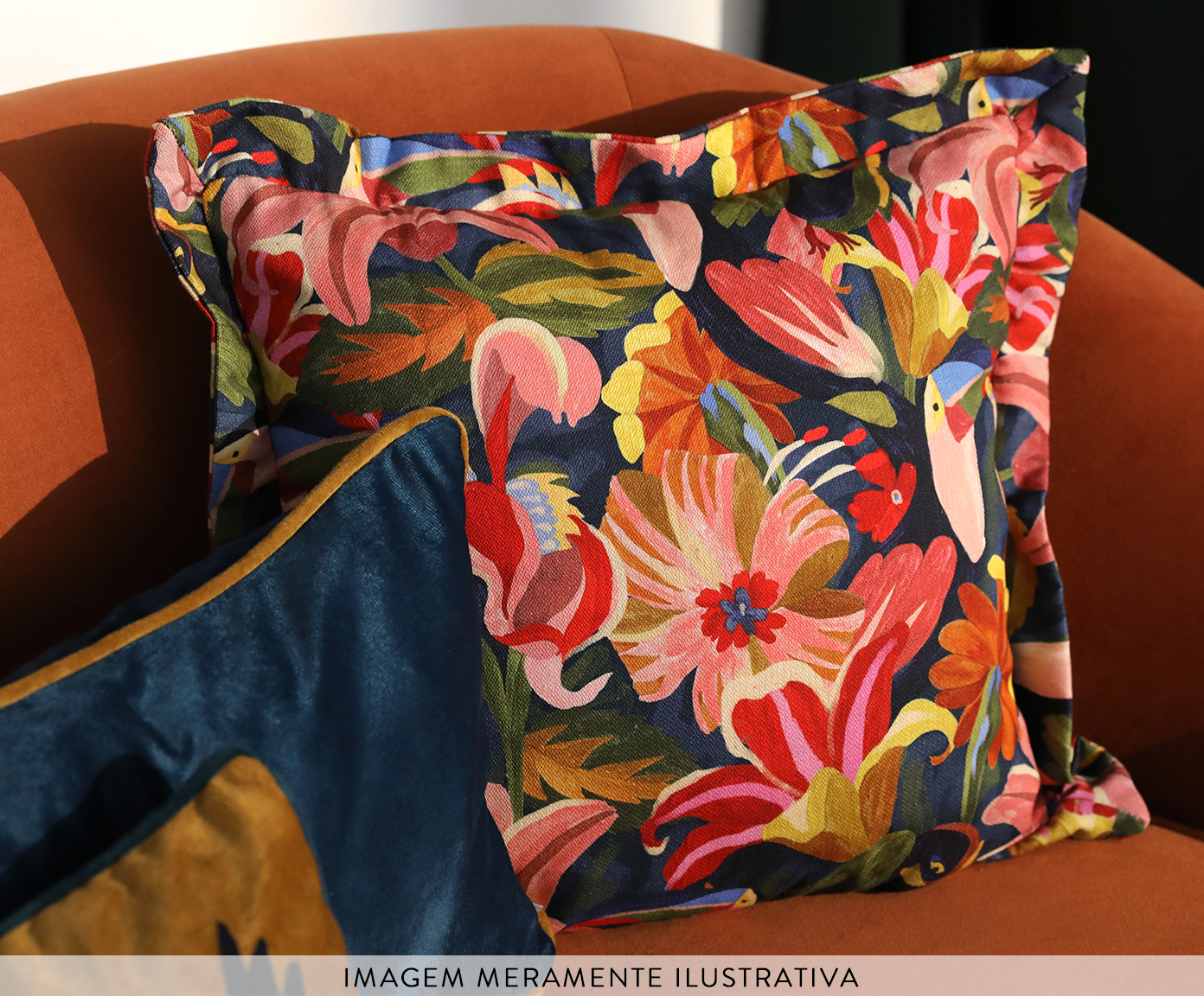 Capa de Almofada Dupla Face Floral e Listras image number 9