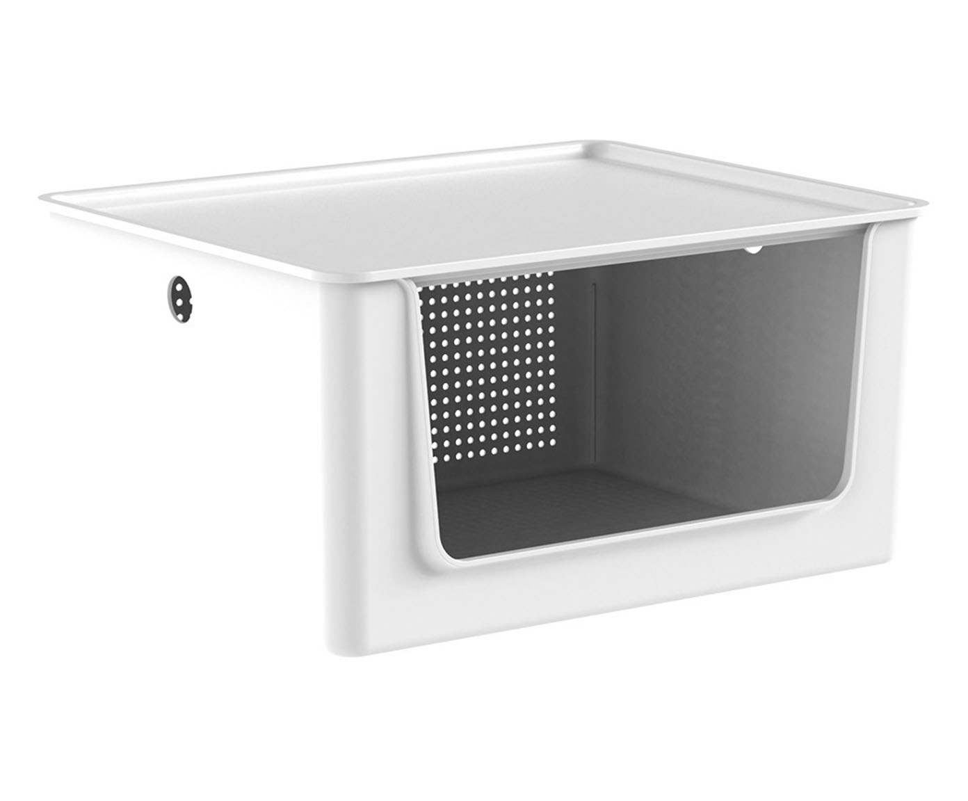 Cesto Flow com Tampa e Abertura Frontal - Branco Fechado - image 0