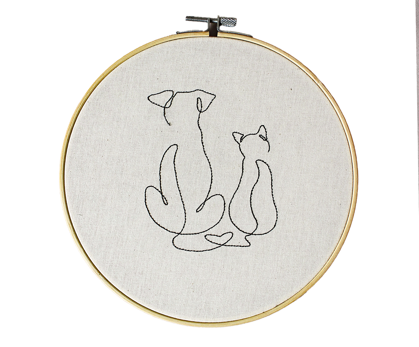 Bordado Decorativo "C&atilde;o e Gato" - image 0