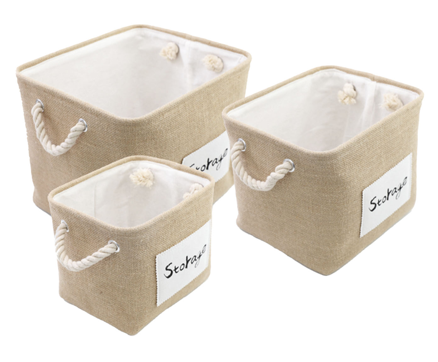 Jogo de Cestos Storage Quadrado Bege - image 0