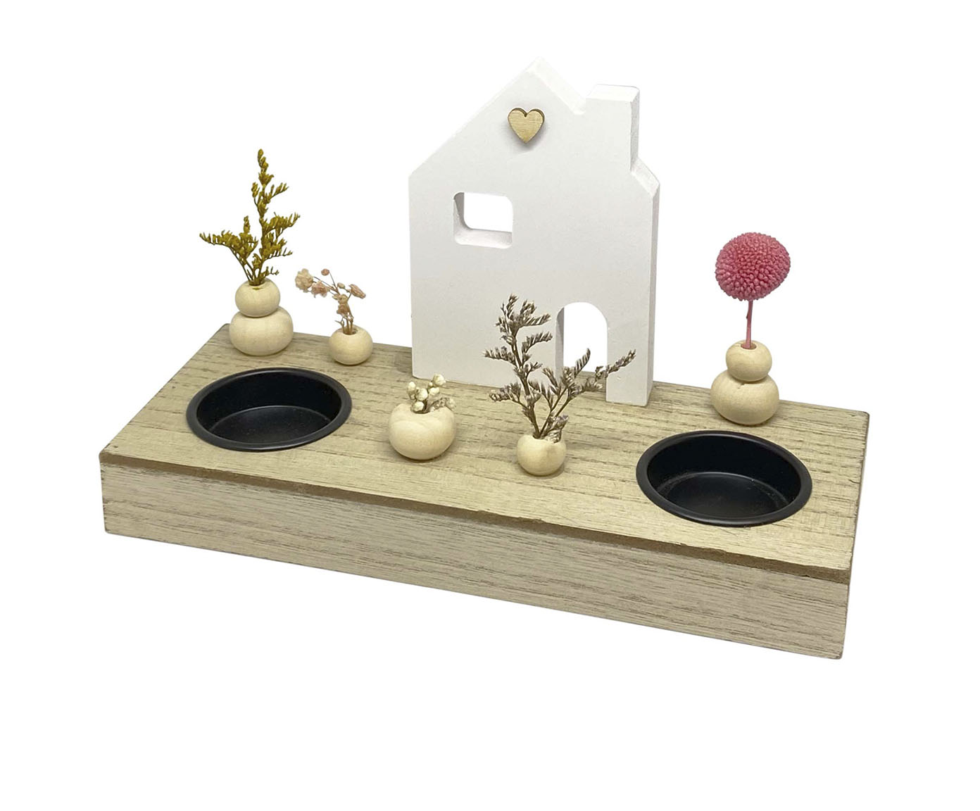 Decor Mesa Town 2 Candles Natural e Branco - image 1