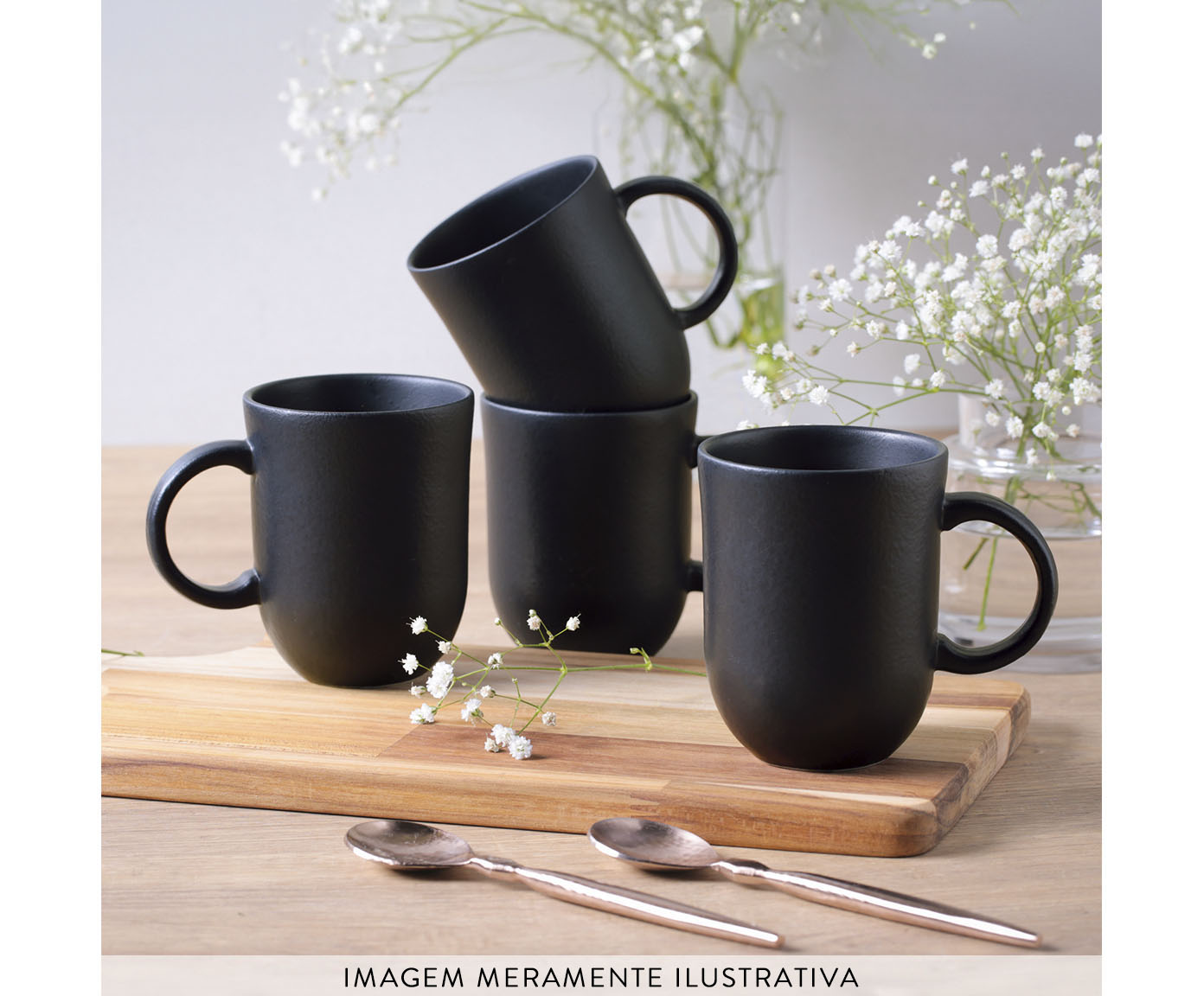 Jogo de Canecas Coup Stoneware Grande Matte Preto image number 2