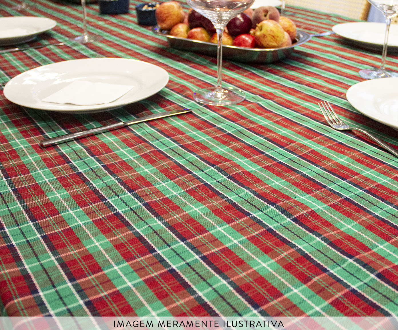 Toalha de Mesa Xadrez Verde e Vermelho - image 1