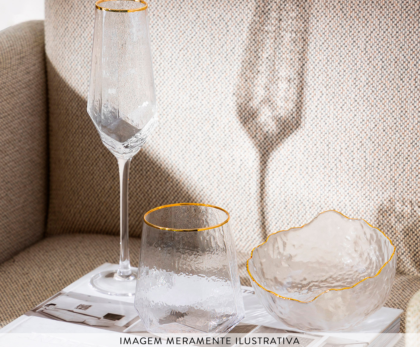 Jogo de Ta&ccedil;as para Champagne com Fio Dourado Taj image number 4