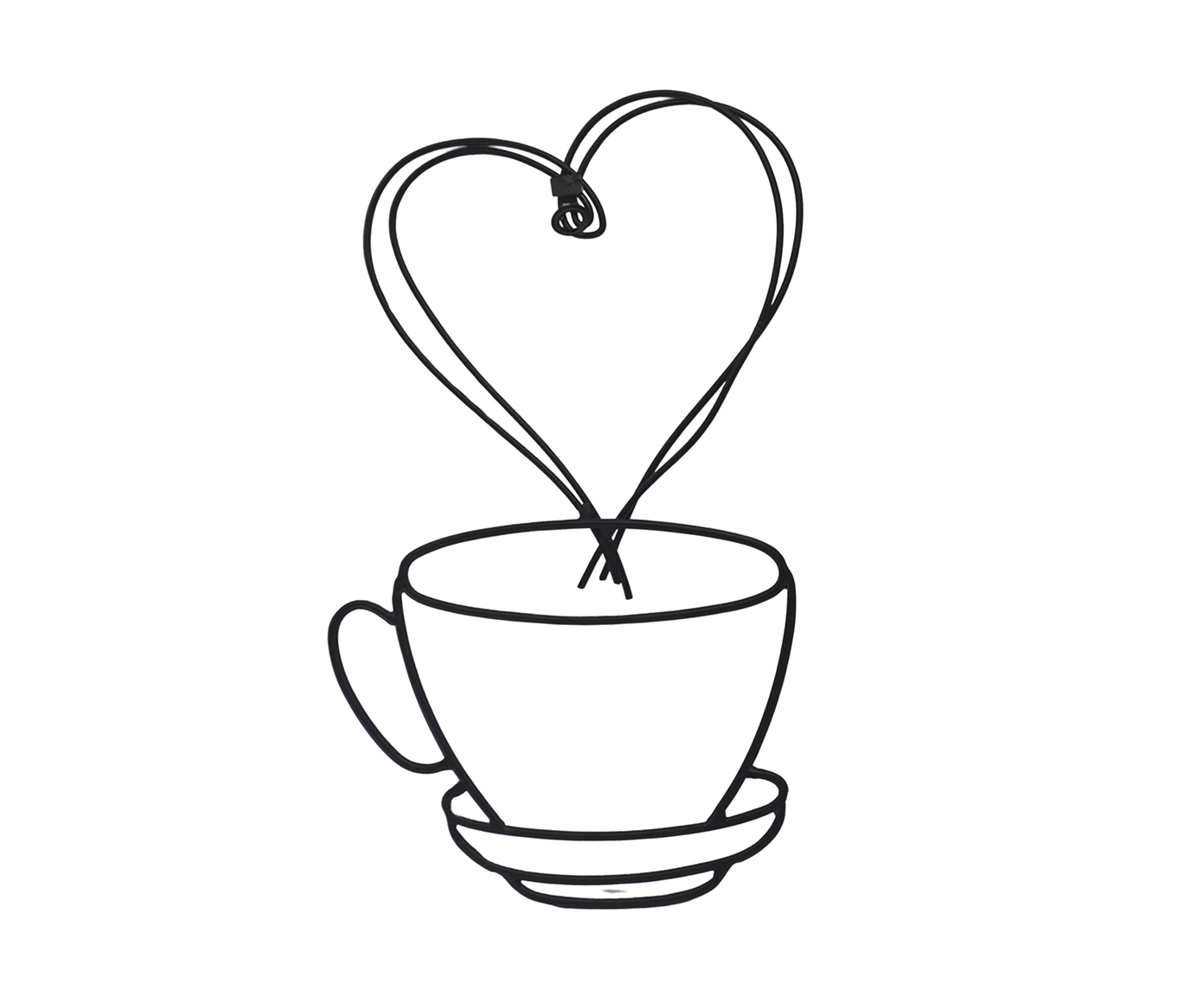 Escultura de Parede Heart Cup of Coffee Preto - image 0