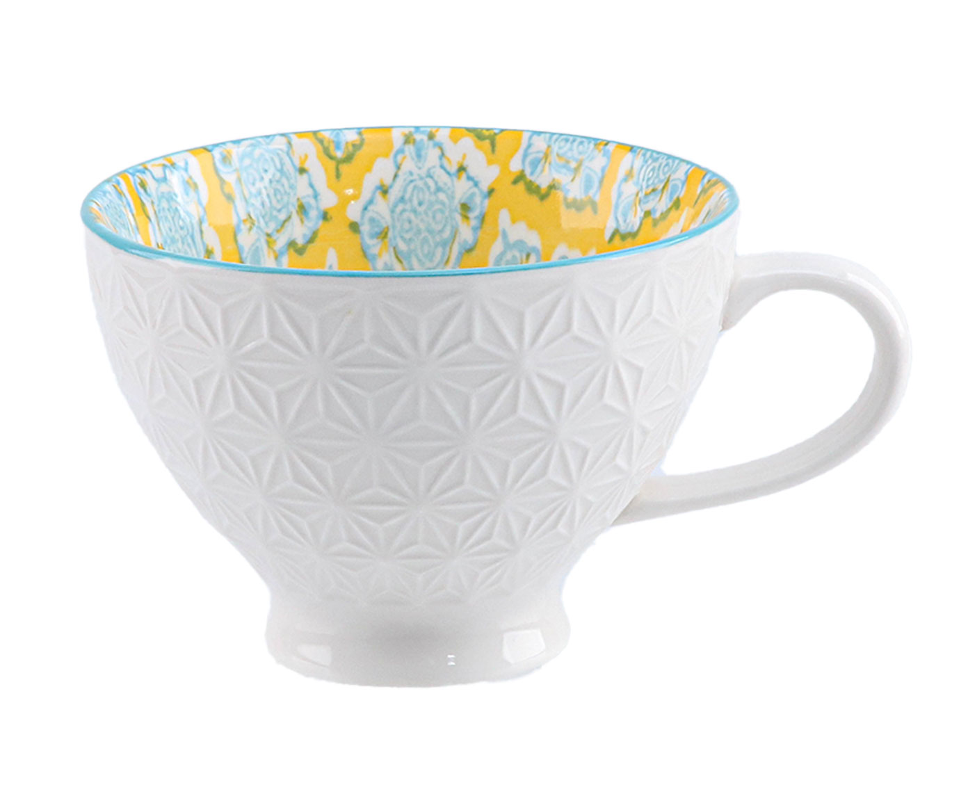X&iacute;cara para Ch&aacute; em Porcelana Bart - Amarelo e Azul - image 0