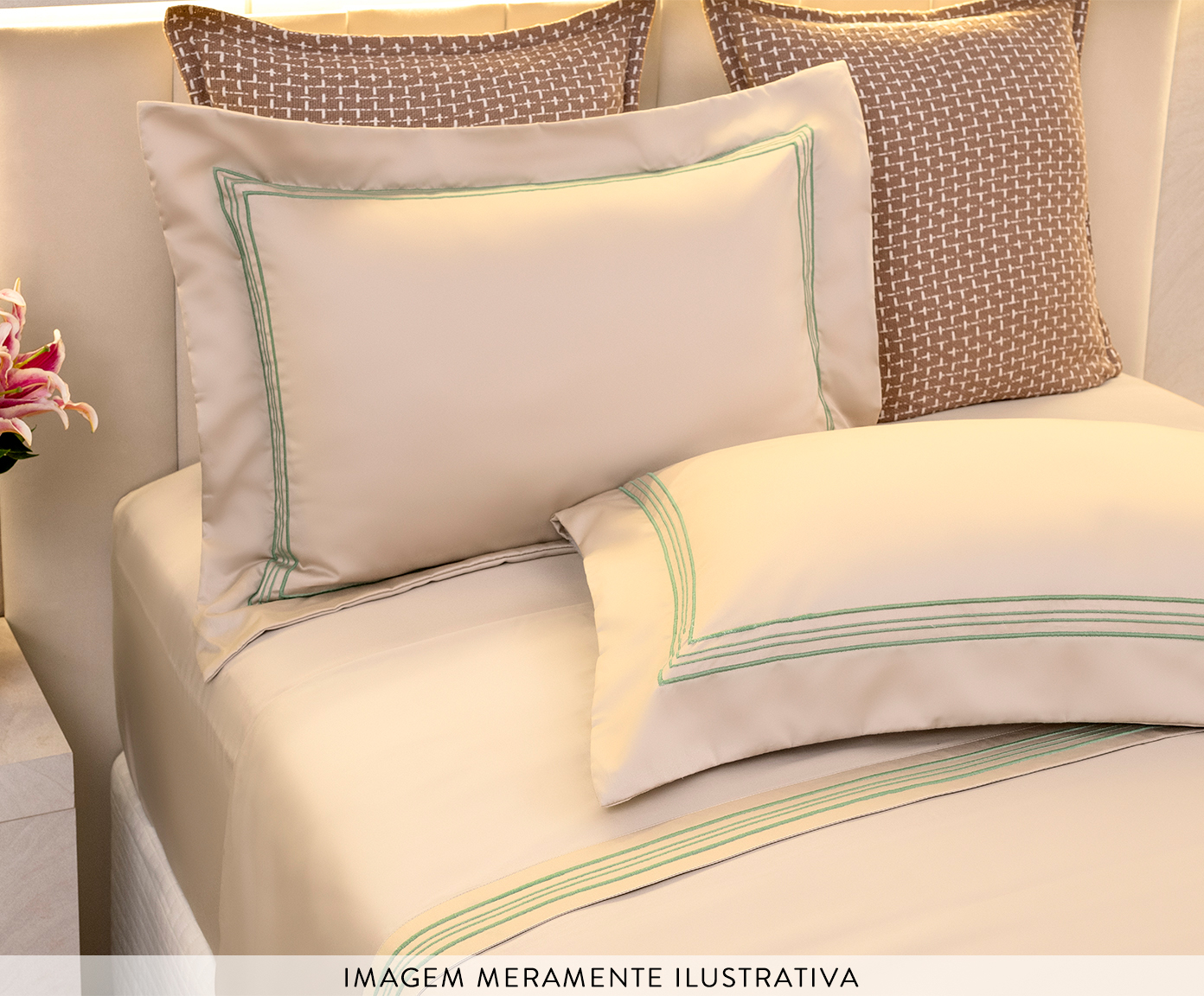 Jogo de cama Sofisticato - Bege/Verde - image 1