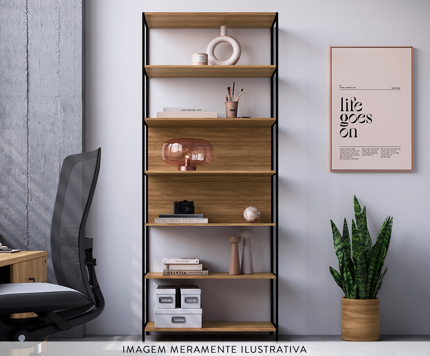 Estante  Concept Home Office Nogal - Preto image number 2