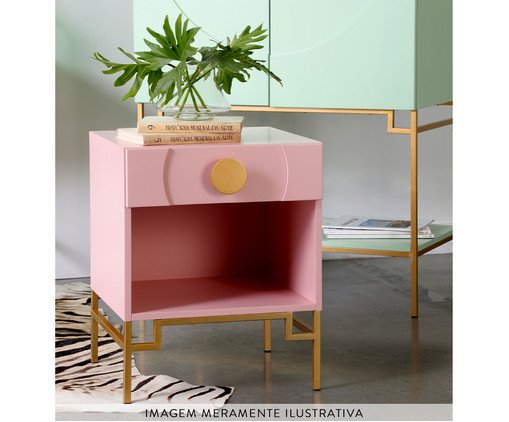 Mesa de Cabeceira Cerchio D'Oro com Nicho - Ros&eacute; image number 7