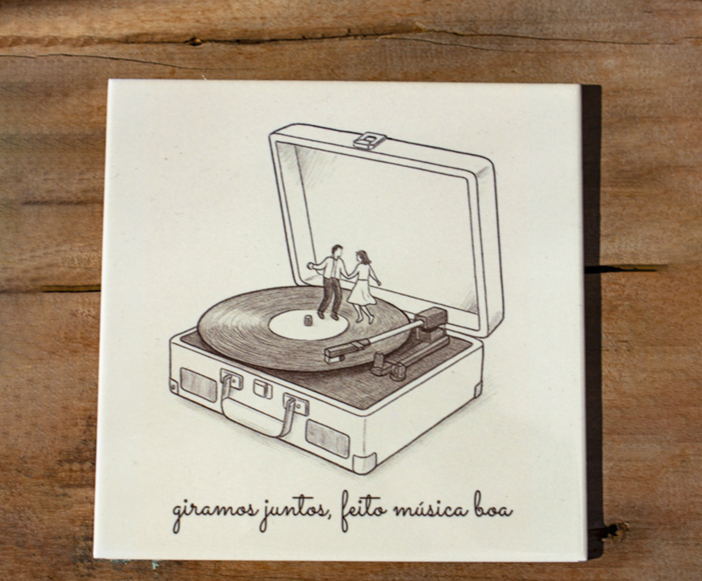 Azulejo Decorativo "Giramos Juntos Feito M&uacute;sica Boa" - image 1