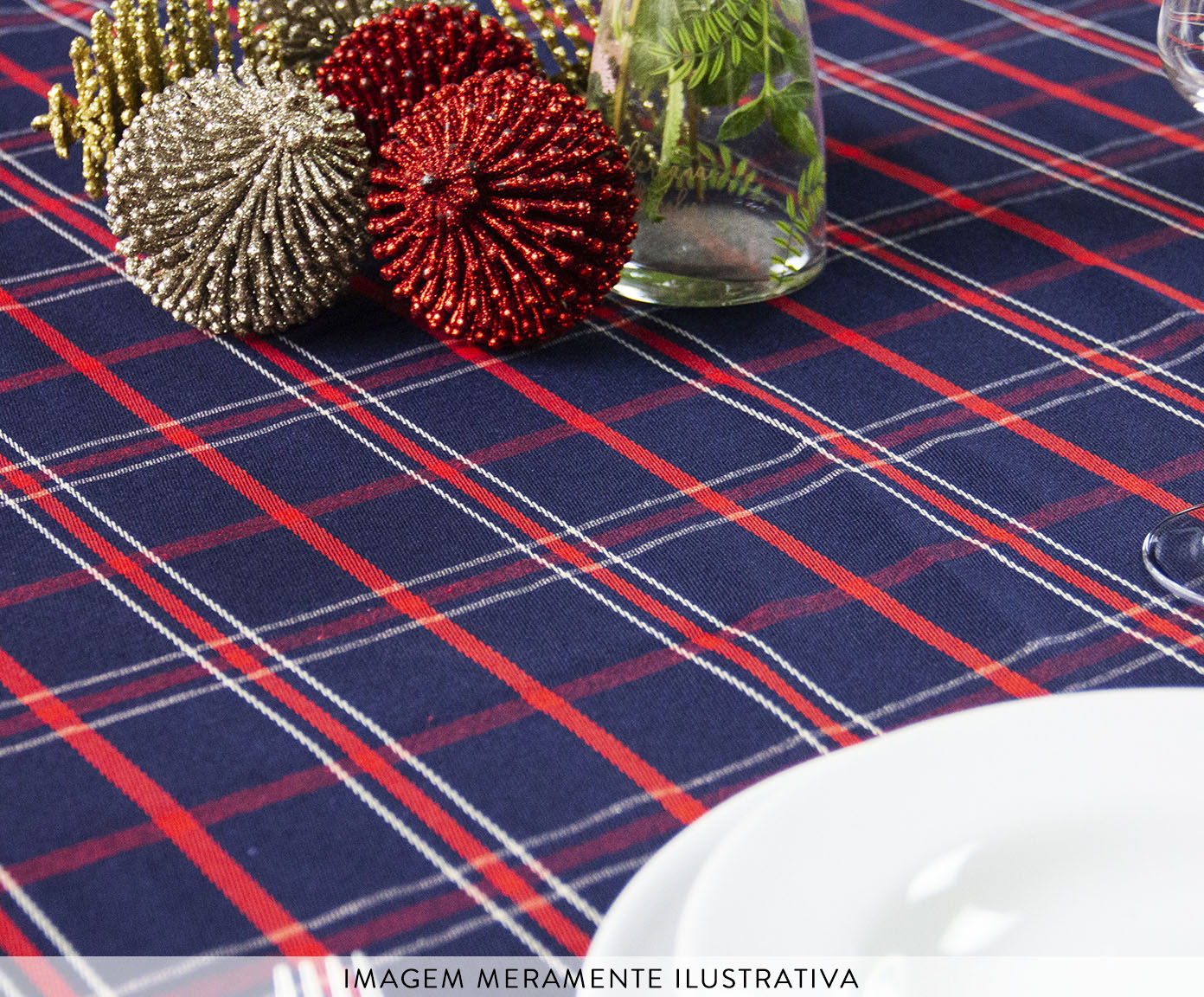 Trilho de Mesa Xadrez Azul e Vermelho image number 4