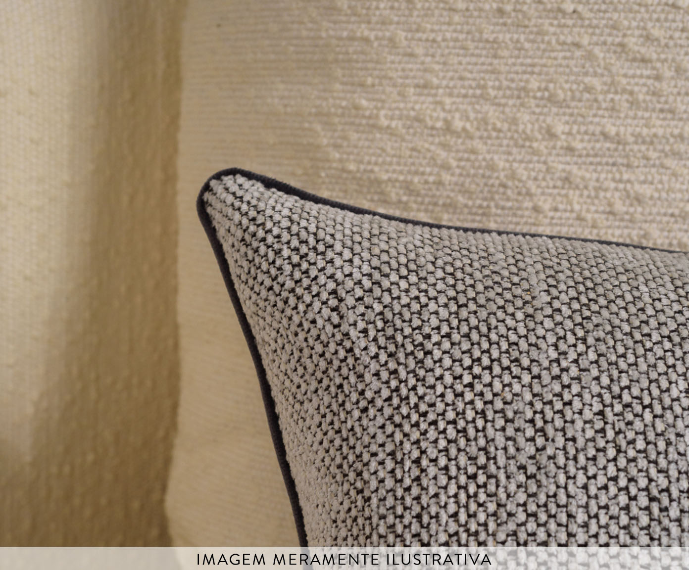 Almofada em Chenille Retangular com Detalhe em Vivo - Cinza Chumbo image number 3
