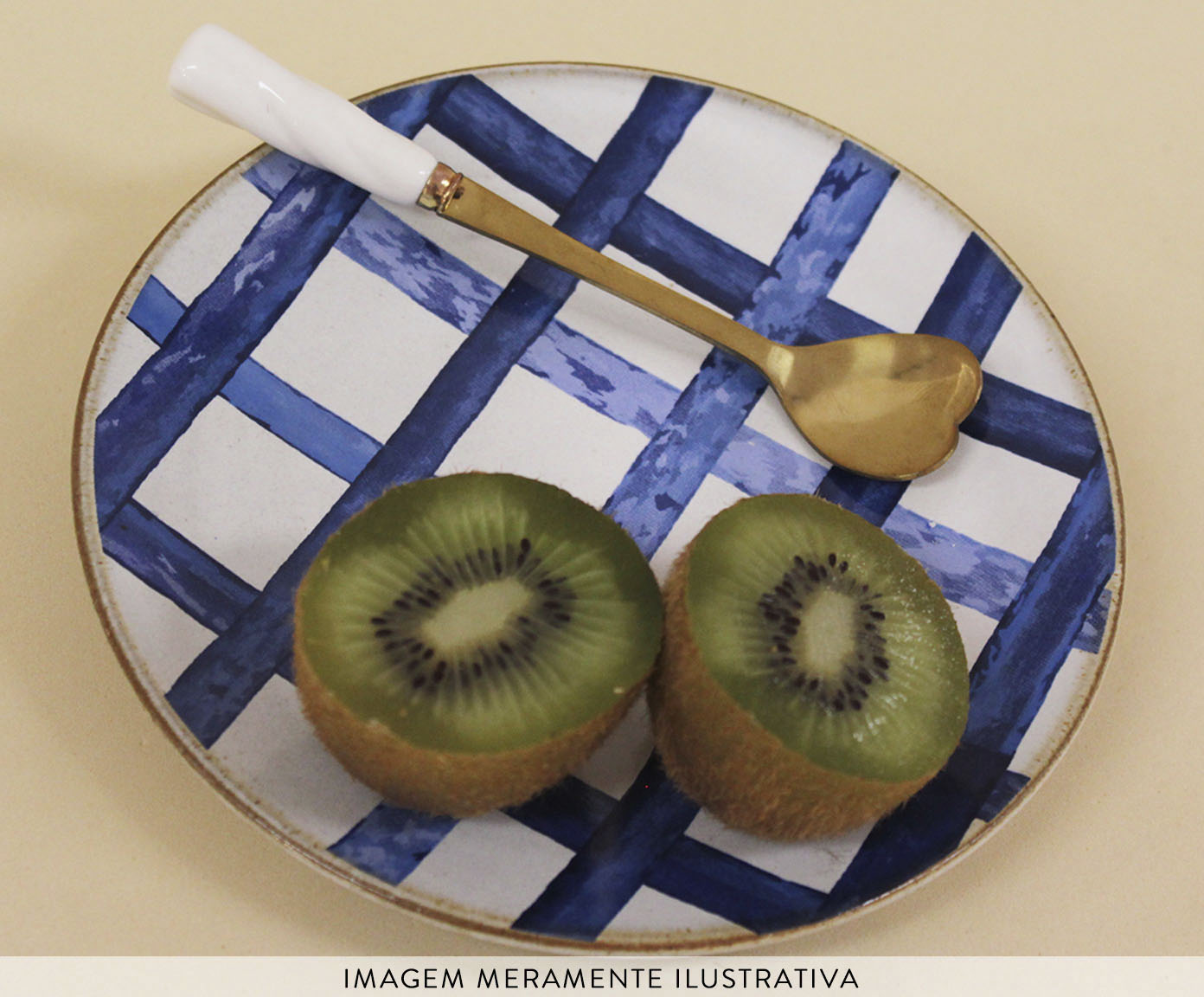 Prato para Sobremesa em Porcelana Vintage Xadrez Paros Al Mare - image 1