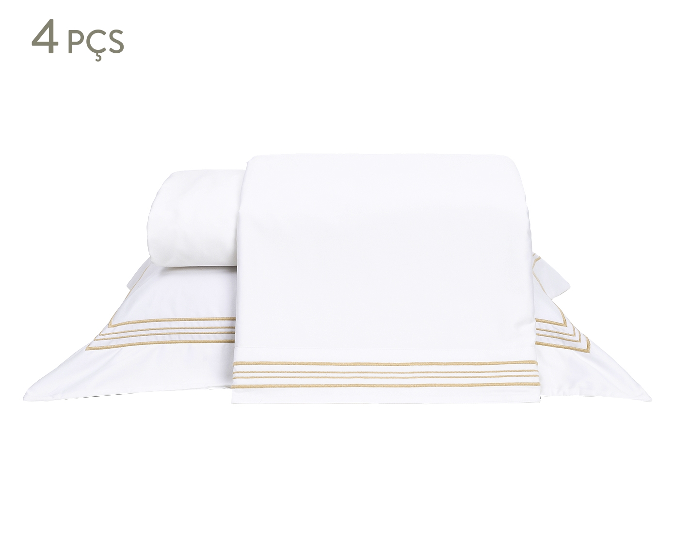 Jogo de cama Sofisticato - Branco/Bege - image 1